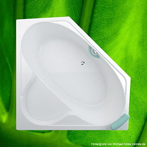 KRETA Bac de bain d'angle 140 x 140 cm + support de baignoire + drainage