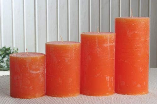 Rustik-Stumpenkerzen-Adventsset, groß, 7 cm Ø, Mandarin-orange