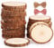Fuyit Rondin De Bois Naturel - 25 Pcs 8-9cm Bois Brut Non Fini Pré-percé Avec Trou Cercles Tanche de Bois pour Dessous de Verre Bois, Rondin de Bois Deco Noel