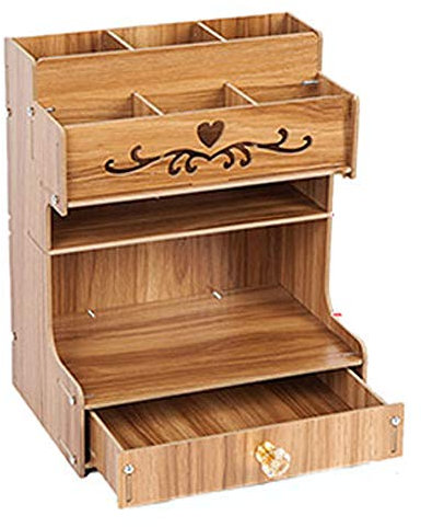 Pot à crayons en bois multifonction pour papeterie - Grande capacité (marron-B)