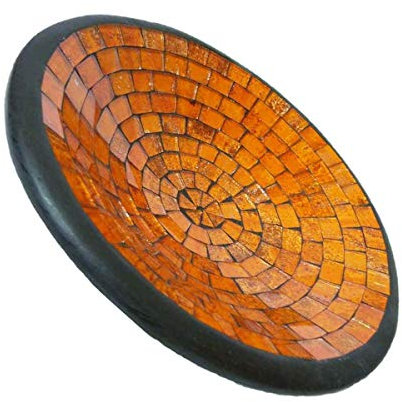 Simandra Mosaikschale Tonschale Glasschale Dekoschale Mosaik Kunsthandwerk Glassteine Deko rund S Farbe Orange