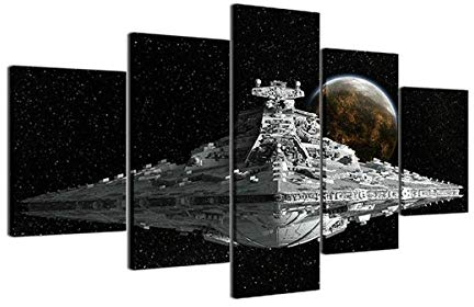 5 Stück Drucke Auf Leinwand Gedruckt Malerei Wohnzimmer Wand Kunst Leinwand Star Imperial Star Destroyer Poster Bild XXL Wohnzimmer Wohnkultur Kreatives Geschenk (Gerahmt)