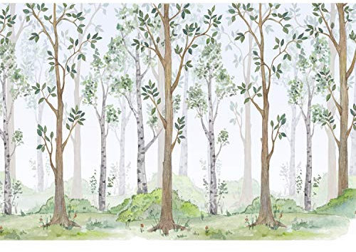 Fototapete Wald Aquarell Vliestapete Kinderzimmer Tapete inkl. Kleister Größe 300 x 300 cm