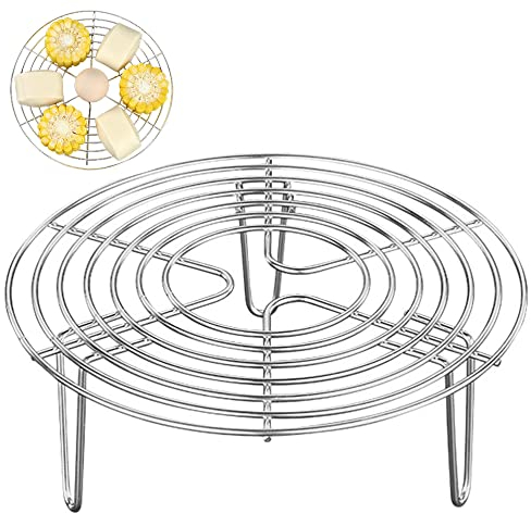 NUYYR Rejilla Vapor, Rejilla para Vapor Olla, Rejilla para Cocinar al Vapor, Cocción Redonda Soporte, Plateado Inoxidable Rejilla de Vapor Soporte para Hornear, Cocinar Alimentos