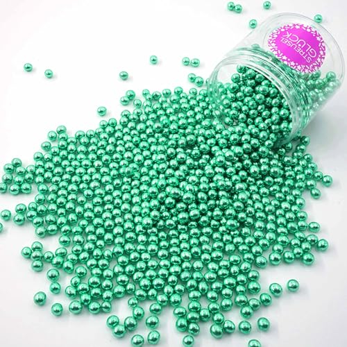 Streusel Glück Schokokugeln Crispy mini grün metallic 150g - Streusel perfekt für Geburtstag Plätzchen Torte Kuchen Cupcakes Muffins Cakepops