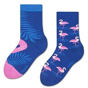 ZOOKSY - Lustige Bunte Socken (1 Paar) I Kinder Weihnachtssocken für Jungen und Mädchen I Funny Socks I Verrückte Kindersocken mit Baumwolle I Bunt Motiv Socken I Große: 30-35 - Rosa Flamingo