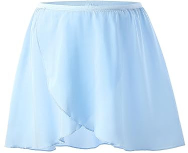 boruizhen Ballett Wickelrock Tanz Rock Chiffon Ballettrock Mädchen Mit Dehnbarem Taillenband für Kinder und Damen Blau L