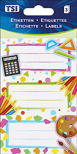 TSI Mehrzweck-Etiketten SCHULE, Druck auf Papier, Inhalt: 3 Blatt á 3 Etiketten (= 9 Etiketten), Art. Nr. 55342