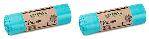 Relevo 100% Recycled Bin Liners, Heavy Duty 20L, 15 Bin Bags (Pack of 2)