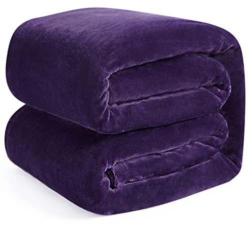 EHEYCIGA Kuscheldecke flauschig, weiche warme Fleecedecke 130x165 als Decke Sofa, Wohndecke oder Couchdecke überwurf, Violett