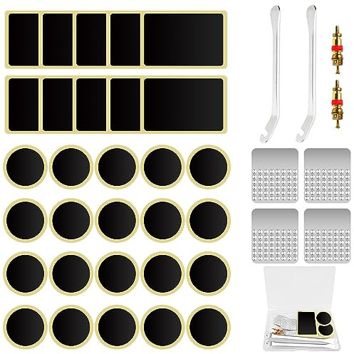 Bohoray 38Pcs Bike Puncture Repair Kit,Self-Adhesive Bike Puncture Repair Patches Bike Tyre Repair Kit, Metal Crowbar File, Bike Tyre Repair Kits for Mountain Bike and Road Bike or Commuter Bikes