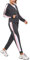 Litherday Tuta da jogging da donna, lunga, in cotone, per il tempo libero, a righe, con tasche, Grigio scuro, XL