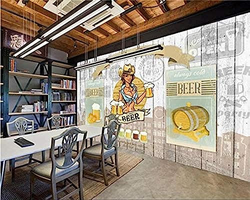 Style européen et américain Vintage bois panneau fond bière murale papier peint Restaurant Bar décoration indu Papier Peint 3D Salon Tv Salle De Séjour Chambre À Coucher Mural Enfant-150cm×105cm