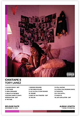 Azizat Tory Lanez Poster Chixtape 5 Album Cover Poster Leinwand Poster Schlafzimmer Dekor Sport Landschaft Büro Zimmer Dekor Geschenk 30 x 45 cm
