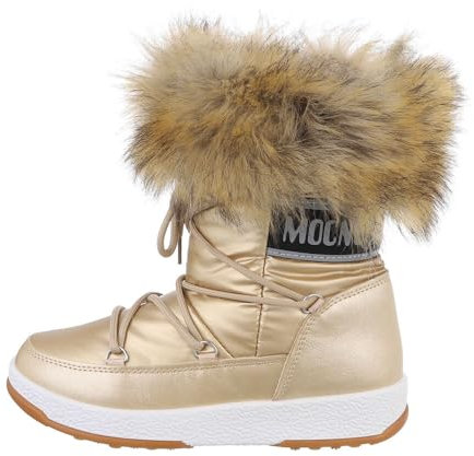 Ital Design Damenschuhe Stiefeletten Schnürstiefeletten, FF-58-, Textil, Gold, Gr. 36