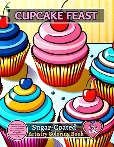 CUPCAKE FEAST: Sugar-Coated Artistry Coloring Book: A Wonderland Of Cupcakes On Plates And Tables, Where Your Coloring Skills Bring These Delectable Desserts To Life