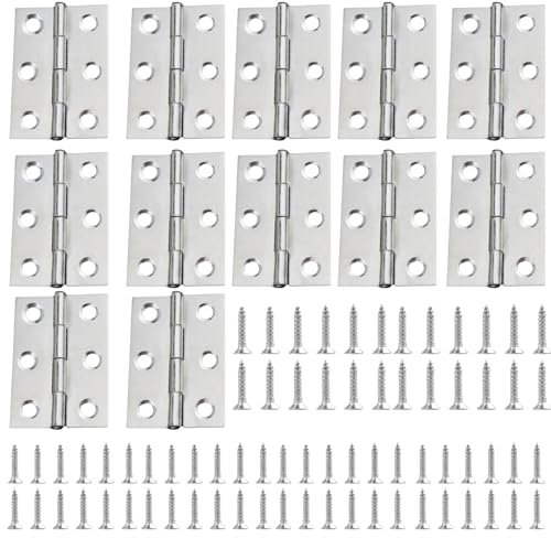12pcs Hinges Door Hinges Hinges for Wood Small Hinges Folding Doors Internal Small Hinges for Wood Cabinet Hinges for Window Cabinets Closet Wooden Boxes with 72 Screws
