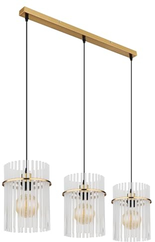 GLOBO Pendelleuchte in Gold mit drei Glas Lampenschirmen, Breite 80cm, 15698-3HM