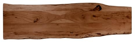 SAM Holzplatte 160x40 cm Emilio, Tischplatte aus Akazienholz massiv + nussbaumfarben, Baumkanten-Platte für Heimwerker, geeignet für Arbeitsplatten, Tische & Fensterbretter