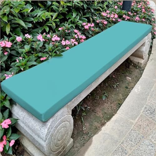KYMMPL Wasserdichtes Bankkissen für den Außenbereich, hochdichter Schwamm 5 cm dick, leicht zu reinigen, für Garten, Rasen, Balkon, Sofa, Kissen (Seeblau, 160 x 40 x 5 cm)