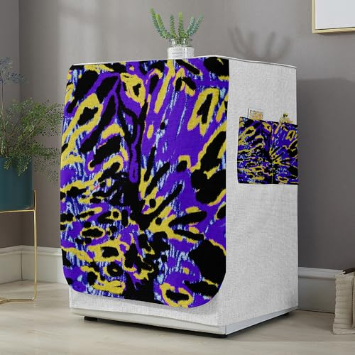 Highdi Washing Machine Cover, 3D Washing Machine Covers Indoor with Zipper Sunscreen & Dustproof Washer Protection for Front Load Outdoor Washer and Dryers (S capacity 6~7.5KG,Tie-dye purple)