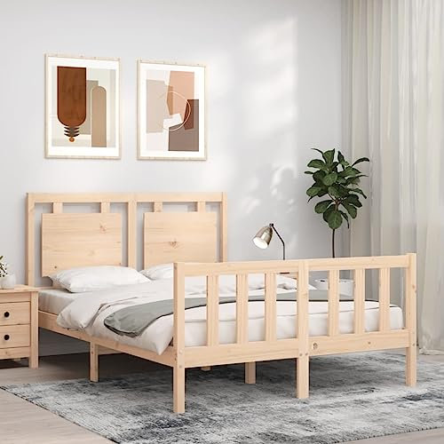 Sufrk Massivholzbett mit Kopfteil 140x200 cm Betten Polsterbett Palettenbett Bettgestell