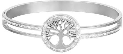 Manfnee Armband Damen Silber Rostfreier Edelstahl Baum des Lebens Armspange Armband Damen Schmuck