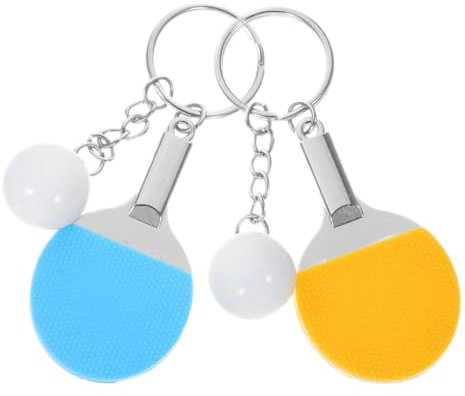 Happyyami 2 Pièces Porte-clés Tennis De Table Mini-porte-clés Pendentifs Suspendus De Tennis De Table Accessoires De Sport Porte-clés De à Porte-clés Alliage D'aluminium