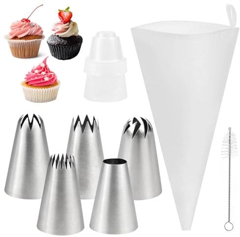 8 Kit Poches à Douille,Kit de Pâtisserie,Set de Poche a Douille Patisserie avec 5 Douilles, DIY Patisserie Accessoire Kit Professionnelle,poche à douille reutilisable