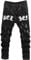 Zewool Mens Light Slim Fit Stretch Ripped Jeans Summer Spring Skinny Distressed Destroyed Denim Pant Pencil Jeans Casual Lightweight Fitted Weight Thin Letter Word Print Y2k Hip Hop,B20 Black,XXL
