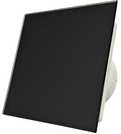 Whisper Pro-Design Badezimmerlüfter - Ø100 mm - Schwarz - Flaches Glas - Ein/Aus Schalter - Luxus Design