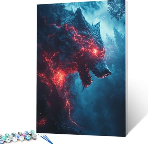 Malen Nach Zahlen Erwachsene Wolf Komplettset Malen Nach Zahlen Abstrakt Malen Nach Zahlen ab 9 Jahre MÃdchen Kinder, DIY Handgemalt Ölgemälde Kreativ Set Knitterfreie Leinwand 90X160cm Deko H5-444