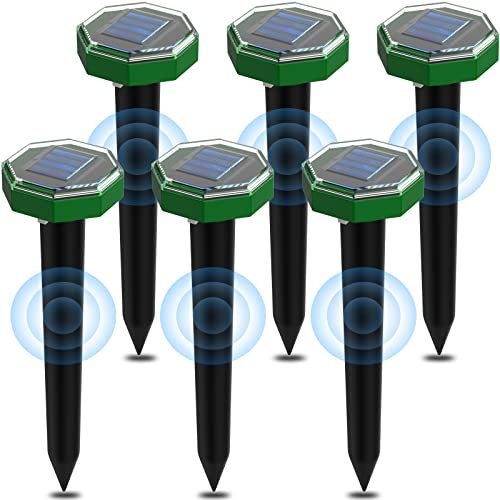 Solar Maulwurfschreck 6 stück, Ultrasonic Maulwurfabwehr, IP65 wasserdichter Maulwurf Vertreiber für den Außenbereich zur Abwehr von Maulwürfen und Erdhörnchen in Rasenflächen