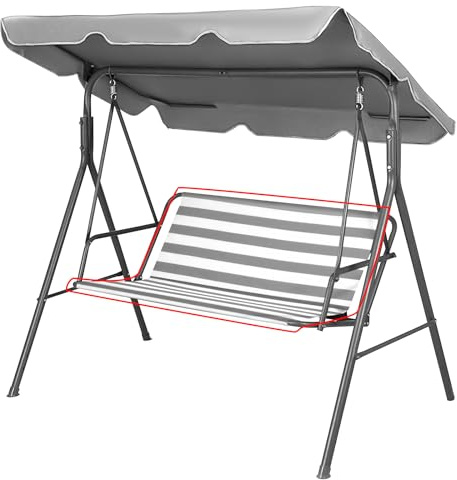 WingFly Ersatz-Schaukel Sitzbezug für Hollywoodschaukel, Sitzbezug für Gartenstuhl, für den Außenbereich 2- und 3-Sitzer - Grau Horizontale Streifen (168 * 56 * 56cm)