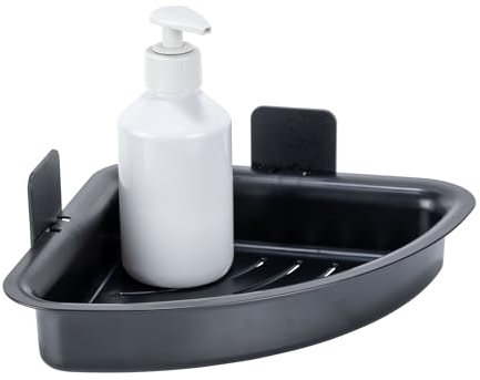 ALLSTAR Eckablage Mod Parma Eckregal Bad ohne Bohren Klebepad Badezimmer Ablage Dusche Kunststoff Allzweckablage schwarz 23.3 x 11.5 x 13.8 cm