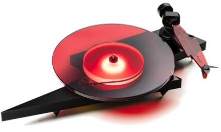 Pro-Ject giradischi AC/DC, Limited Edition, Ortofon 2M Red, nero | Edizione limitata, piatto in vetro da 10 mm, sotto-piatto acrilico con LED, braccio acrilico, Ortofon 2M Red preregolata