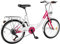20 Zoll Fahrrad, Bike Hartstahl Fahrrad 6 Gang Tragfähigkeit 90kg/198lbs Rosa+Weiß, Einstellbare Geschwindigkeit Höhe mit Warnglocke, V-förmige Bremse Hintere Trommelbremse für Mädchen-Jungen