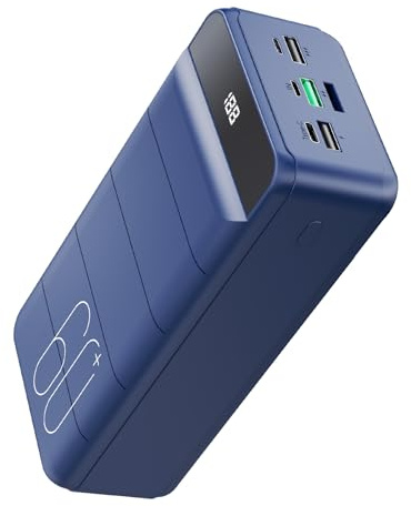 PDBEST Power Bank 60000mAh Fast Charging, Battery Pack 22.5W Huge Capacity USB-C 4 Outputs 3 Inputs LED Display Portable Charger Power Bank Compatible with iPad iPhone Android etc Blue