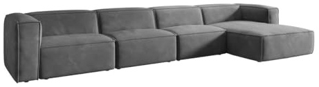 Luxusbetten24 Designer Sofa Comfy L Maxi in Samt Hellgrau Rechts