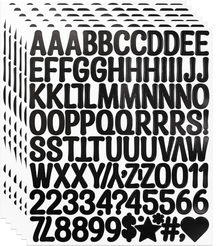 YIKTUNQ 576 Pieces Letter Stickers, 1 Inch Waterproof Letter Number Stickers, Stick On Alphabet Sticker Letters Decals for Scrapbook Notebook Name Tag Graduation Cap Water Bottle - Black