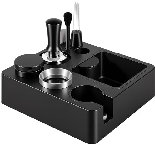 Reoszeank 54mm Espresso Accessories Kit, Espresso Knock Box and Tamping Station, Coffee Tamper, Distributor, WDT Distribution Tool, Dosing Funnel and Puck Screen Set Fits Breville 54 mm Portafilter
