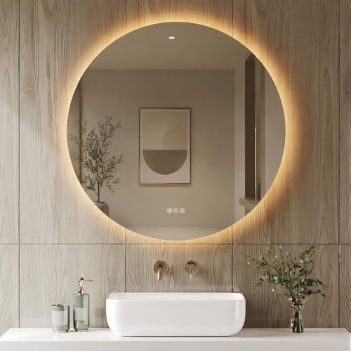 DeerValley Badspiegel mit Beleuchtung und Anti Beschlag 80cm | Wandspiegel mit 3 Farbtemperaturen, 3-stufig dimmbar, Speicherfunktion,Touch-Schalter und Bluetooth Lautsprecher