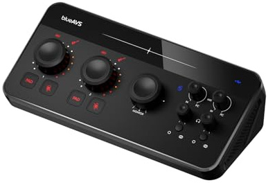 BlueAVS USB Audio Interface, 2-In/4-Out Audio Interface with 2 XLR/TRS Combo Inputs, 24Bit/192kHz Recording, 48V Phantom Power, Zero Latency Monitoring, USB-C for PC, Mac, Podcast, Guitar, Streaming