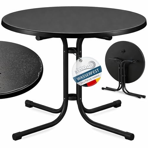 Beautissu Bistrotisch Outdoor Rund wasserfest wetterfest klappbar 70cm