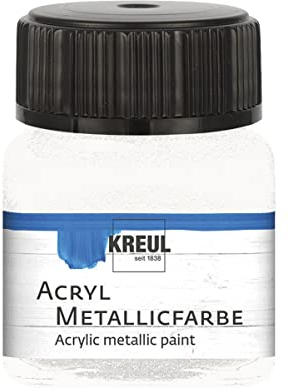 KREUL 77279 - Acryl Metallicfarbe, 20 ml Glas in perlmutt-weiß, glamouröse Acrylfarbe mit Metalliceffekt auf Wasserbasis, cremig deckend, schnelltrocknend und wasserfest