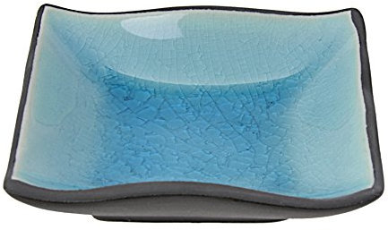 Tokio Design Studio Glassy türkis Seifenschale, Porzellan, Blau, 9 x 9 cm