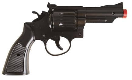 P'TIT Clown - 51366 - Revolver Factice - Accessoire de Déguisement - Policier, Shérif, Militaire - pour Carnaval, Halloween, Anniversaire, Fêtes à Thèmes, Cosplay, Manga - Plastique - 25 cm - Noir