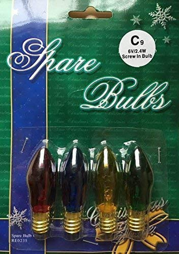 4 Pack of C9 Screw In 6 Volt 2.4w Replacement Christmas Tree Light Bulbs