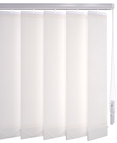 Liedeco Vertikalanlage Lamellenanlage Lamellenvorhang Vertikaljalousie | Lamellenbreite 127 mm | Höhe 180 cm, oder 250 cm | kürzbar | weiß (100 x 180 cm)
