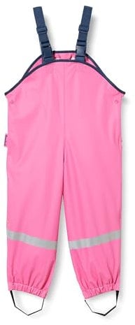 Playshoes Pantaloni fango, salopette antipioggia, fodera in pile, Pantaloni antipioggia antivento e impermeabili Unisex - Bambini e ragazzi, rosa, 98